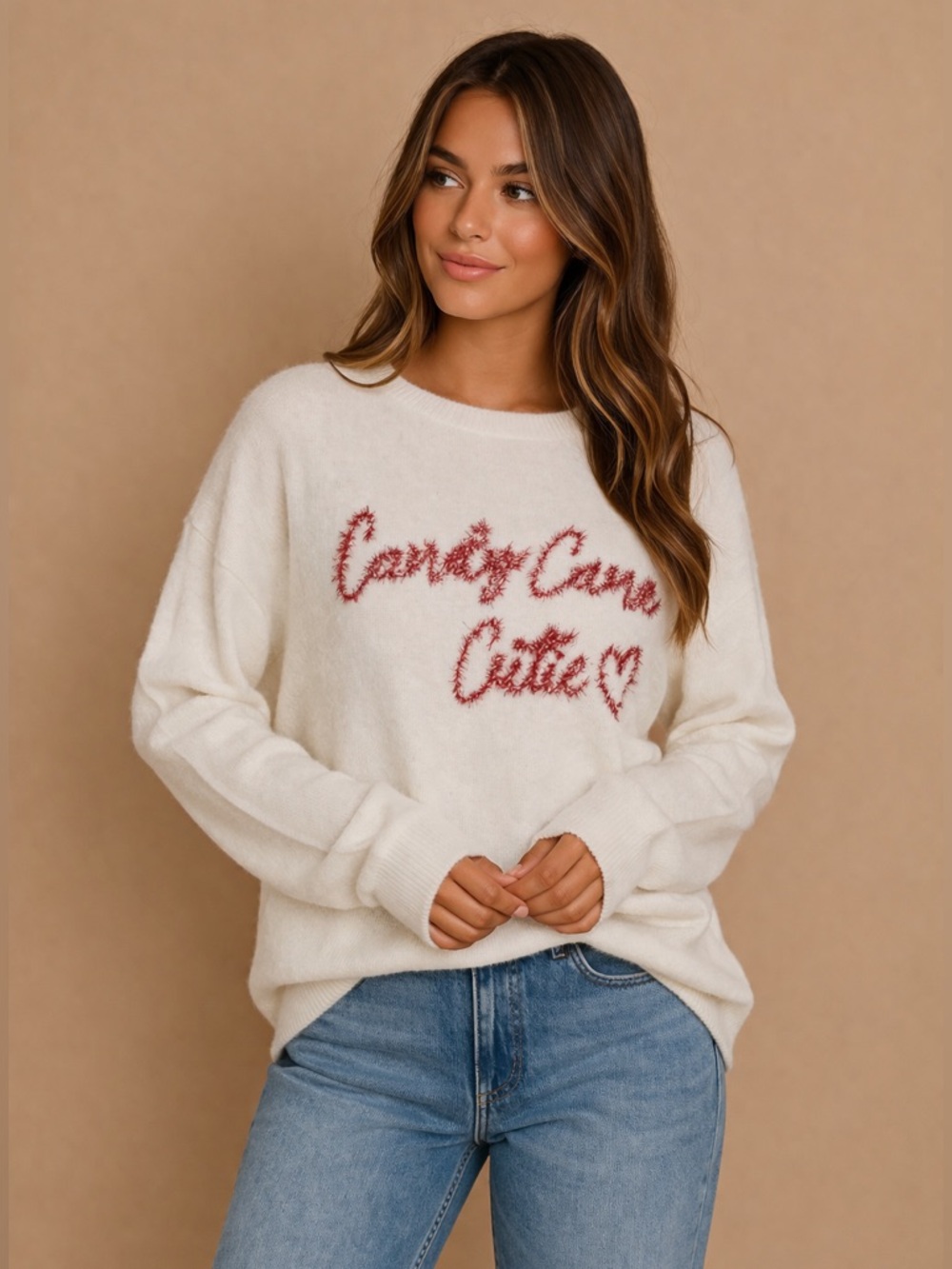 NWT Gilli Candy Cane Cutie Sweater | Holiday Graphic Cozy Knit Boutique Top